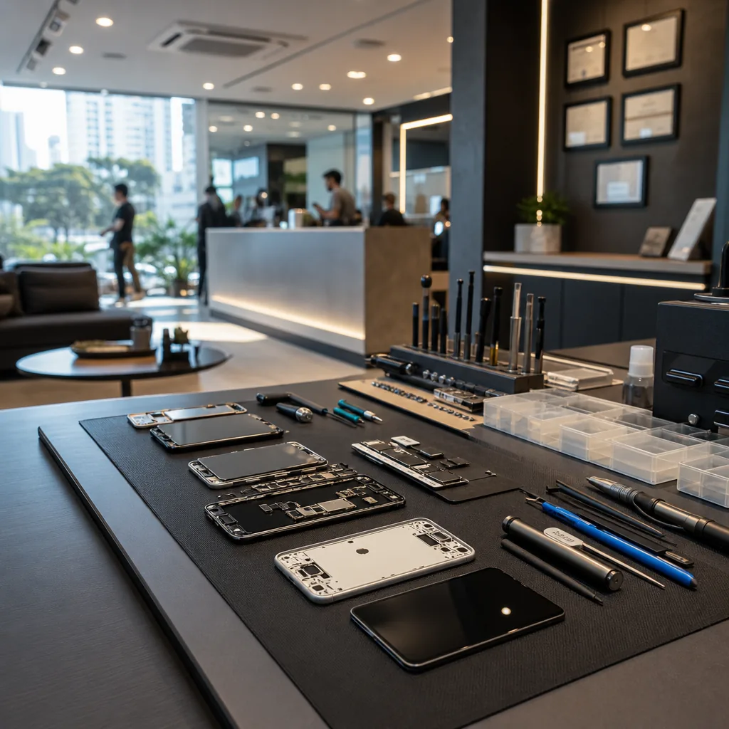 Procedimento técnico em smartphone